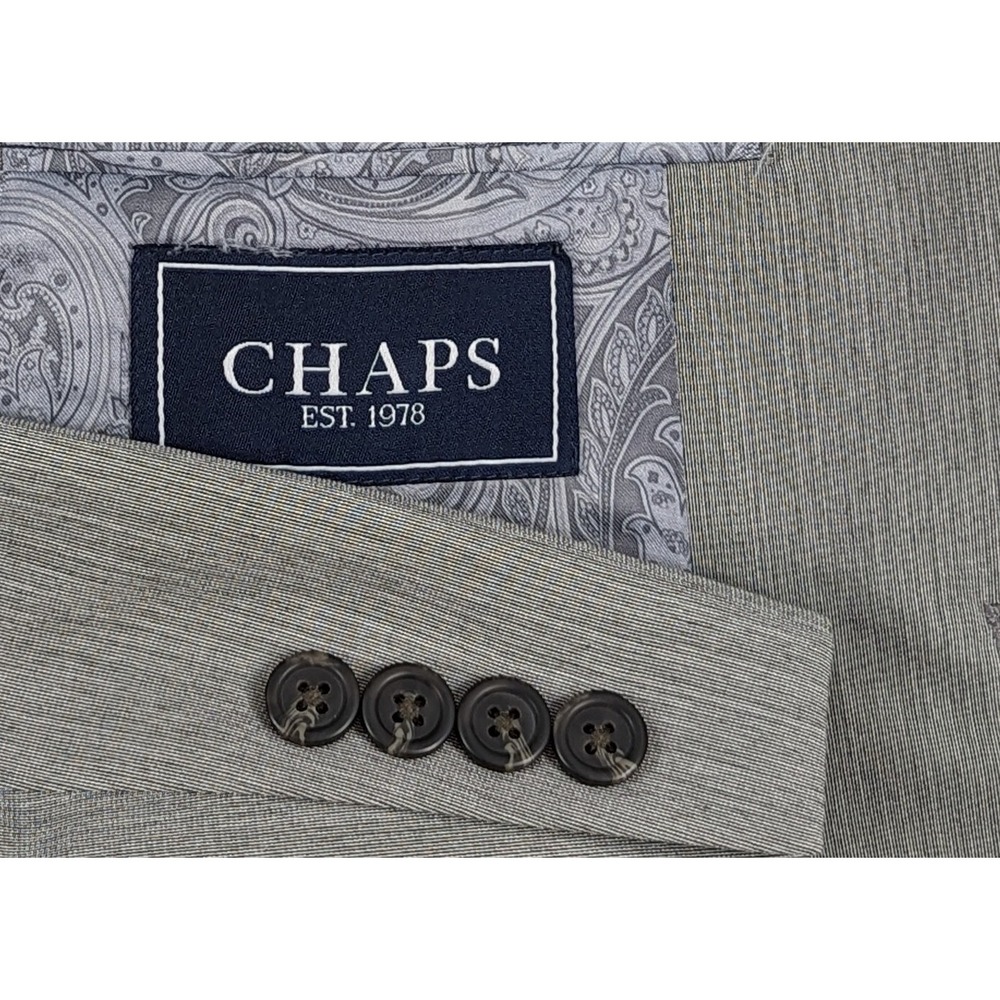 Mens Chaps ‎ Blazer Sport Coat Two Button Jacket Size 40R Gray Crosshatch Casual
